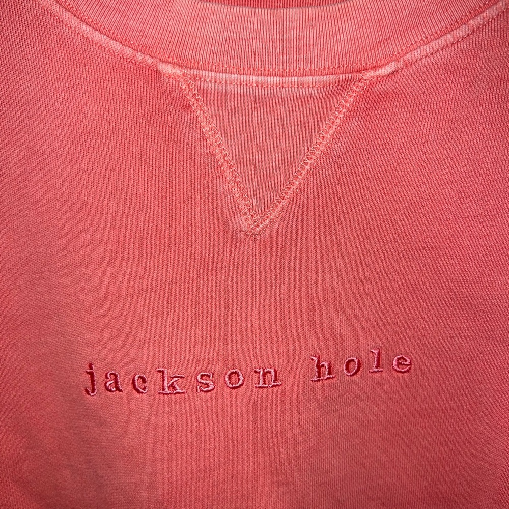 Size L Jackson Hole sweatshirt, lightweight salmon colored.